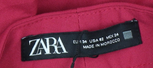 Zara Women Pink Slim Tapered Crepe Trousers Size 6