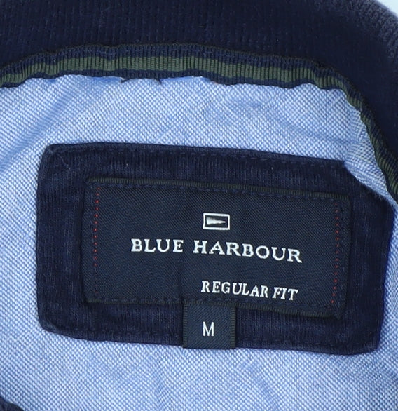 Marks and Spencer Blue Harbour Men's Blue Striped Polo Shirt M Regular Fit