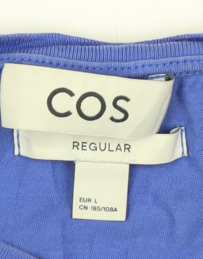COS Men Blue Regular Fit Cotton Crew Neck T-Shirt Size L