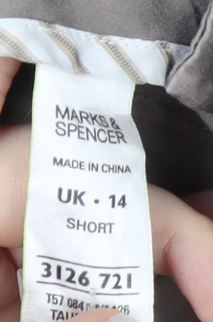 Marks and Spencer Women’s Beige Cotton Blend Trousers UK 14 Short