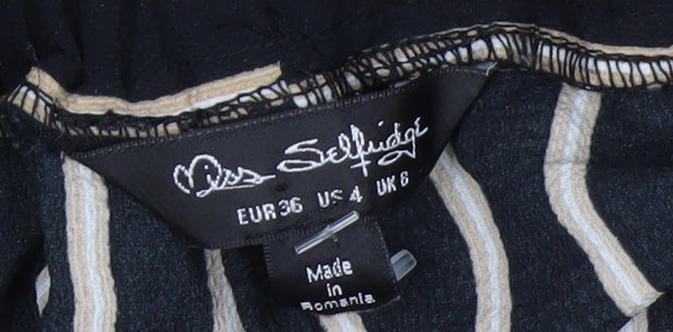 Miss Selfridge Women's Black Striped Tapered Trousers Size 8