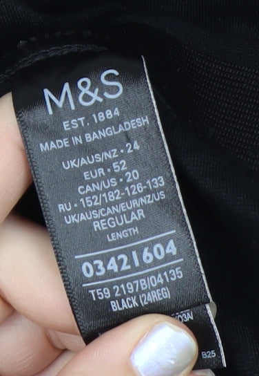 Marks and Spencer Women’s Black Regular Straight Leg Plus Size 24 Trousers