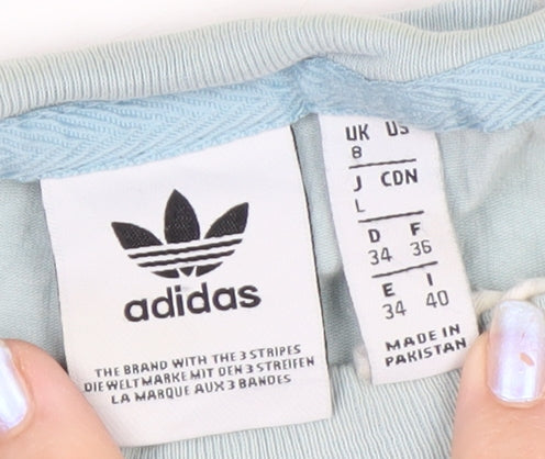 Adidas Women's Blue Basic Logo T-Shirt UK 8 Short Sleeve Cotton