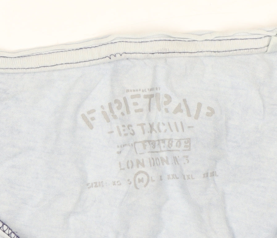 Firetrap Men's Blue Graphic Print Slim Fit Cotton T-Shirt M