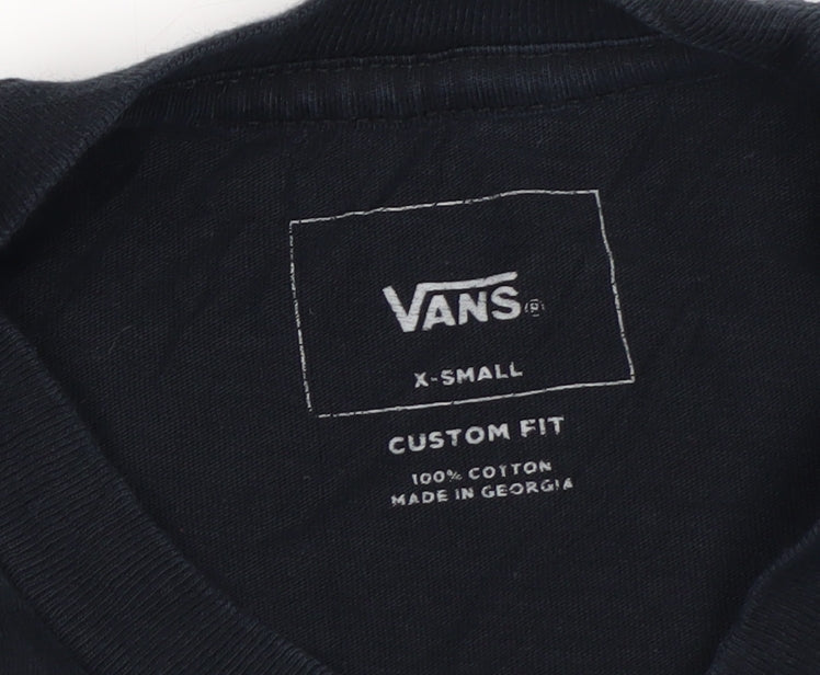 Vans Men's Black XS Custom Fit Cotton Logo T-Shirt