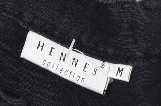 Hennes Women Black Linen Knee Length Shift Dress M