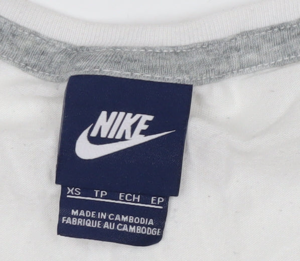 Nike Women’s White XS Sports T-Shirt with Purple Logo