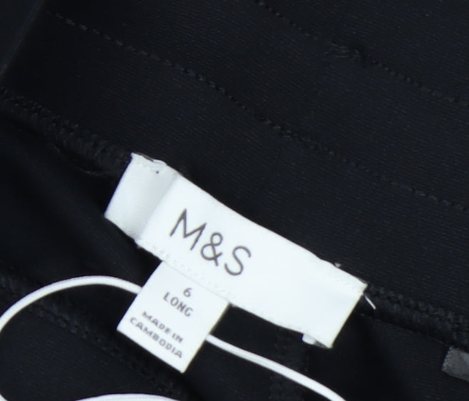 Marks and Spencer Women's Black Track Pants Size 6 Tall Wide-Leg Activewear Trousers