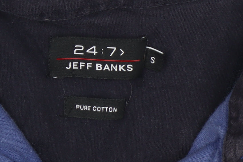 Jeff Banks Men's Blue Diamond Print Cotton Polo Shirt Size S