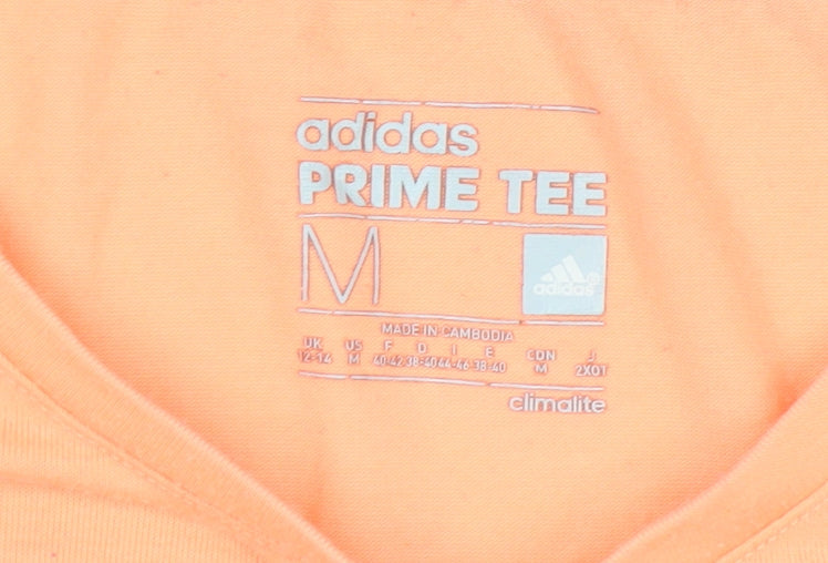 Adidas Womens Orange Climalite Prime Tee M Moisture Wicking T-Shirt