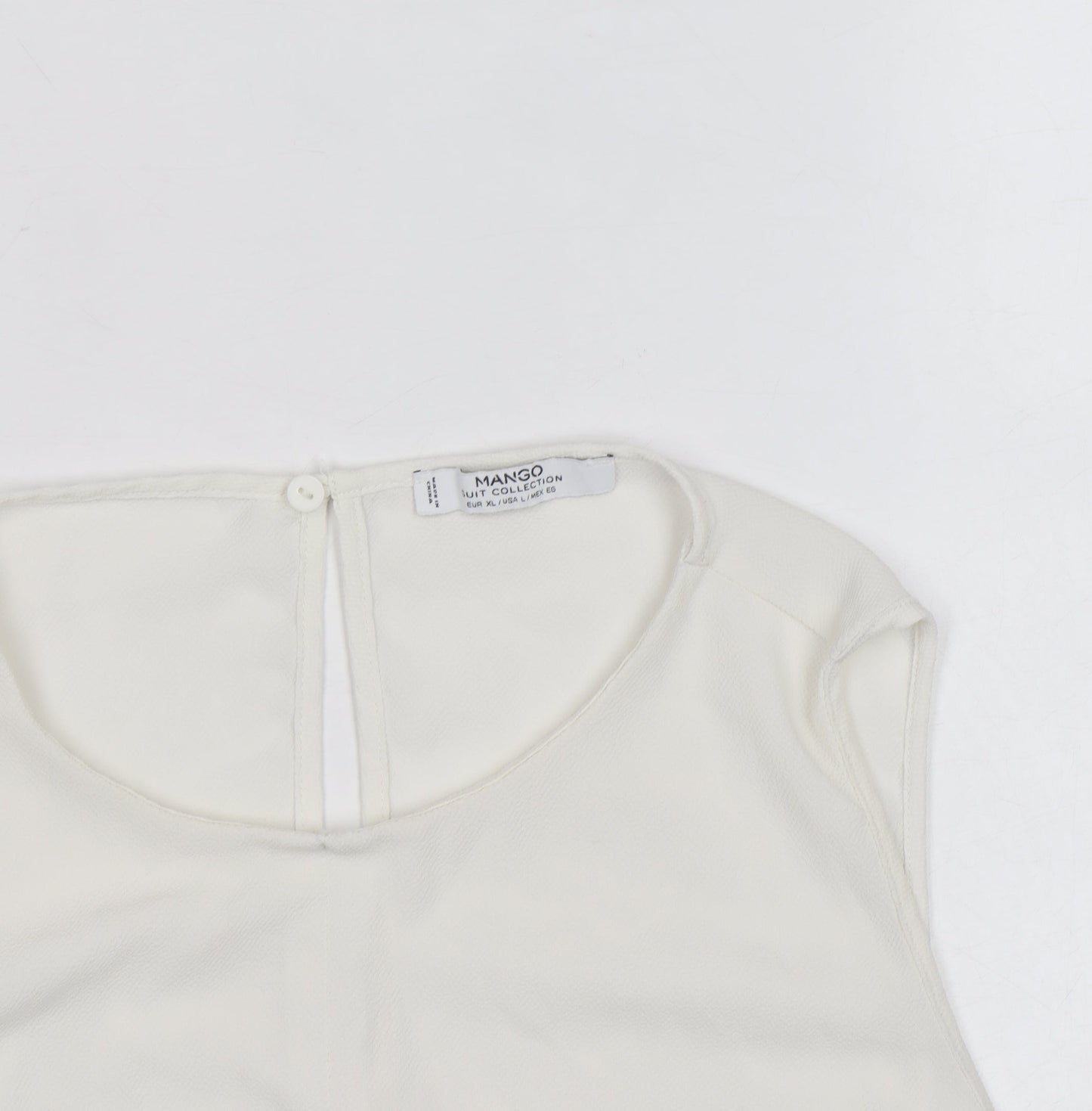 Mango Women Ivory Sleeveless Chiffon Blouse Size 14