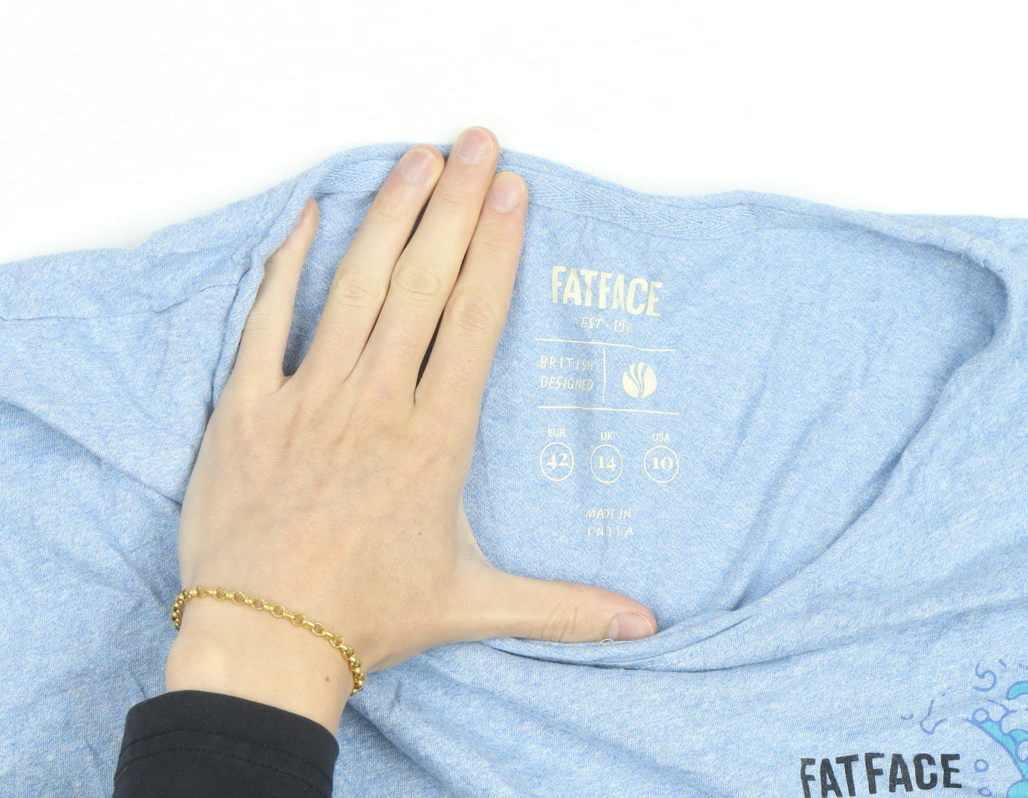 FatFace Womens Blue Short Sleeve Crew Neck Cotton T-Shirt UK 14