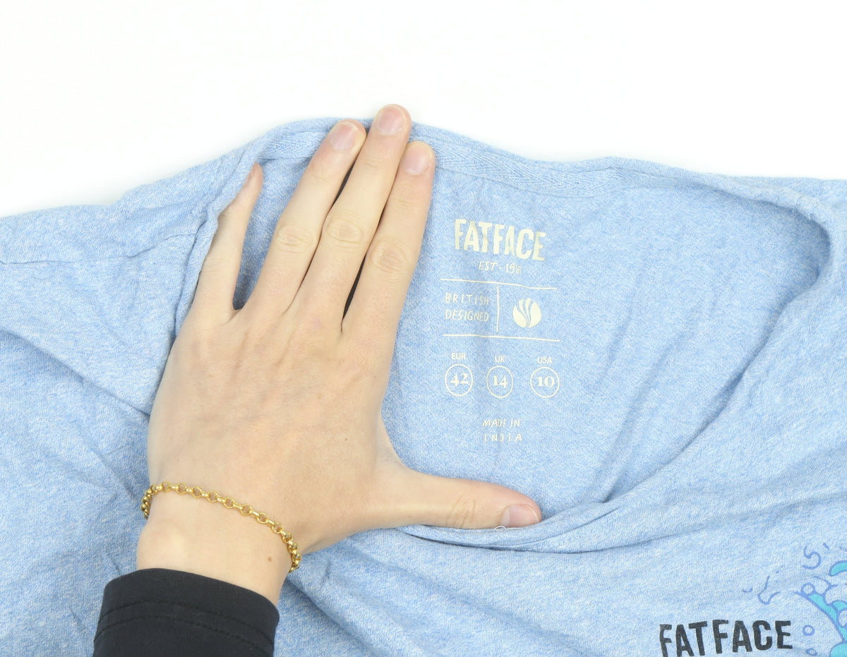FatFace Womens Blue Short Sleeve Crew Neck Cotton T-Shirt UK 14