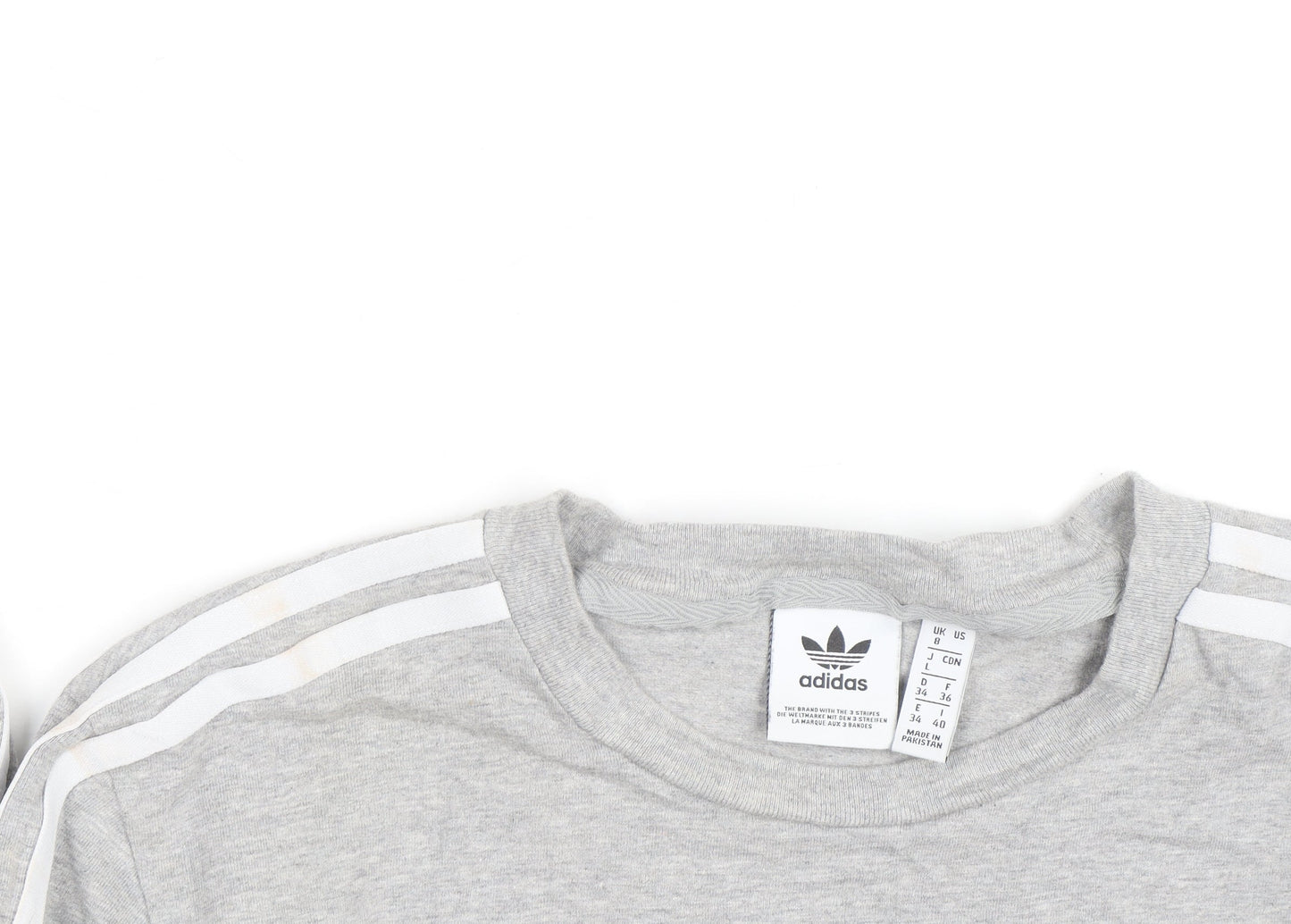 Adidas Womens Grey Long Sleeve Crew Neck T-Shirt Size 8