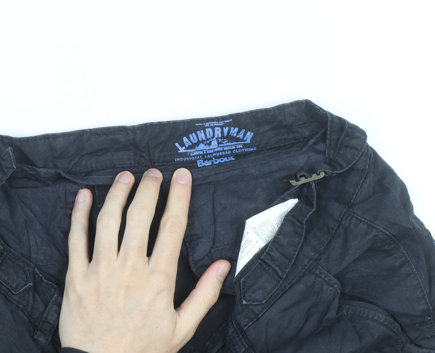 Barbour Men’s Black Chino Shorts Size 32 Regular Belted Casual