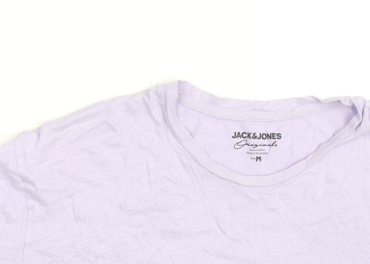 Jack & Jones Men's Lilac Colourblock Crew Neck Cotton T-Shirt M