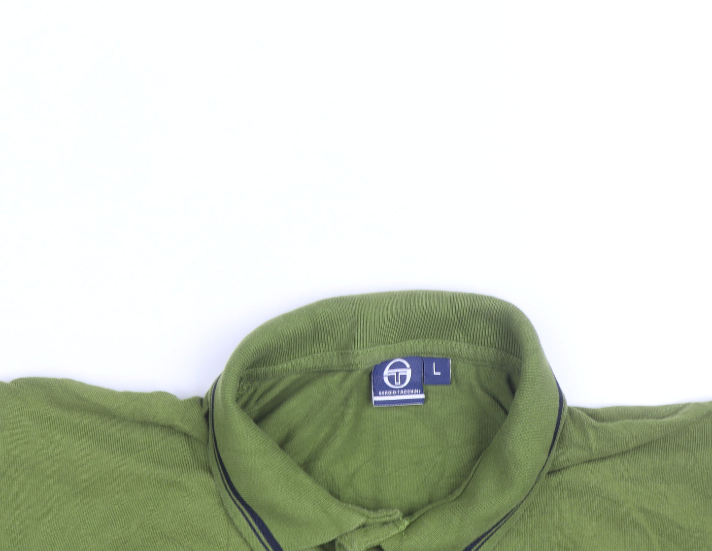 Sergio Tacchini Men's Green Cotton Polo Shirt Size L Classic Fit