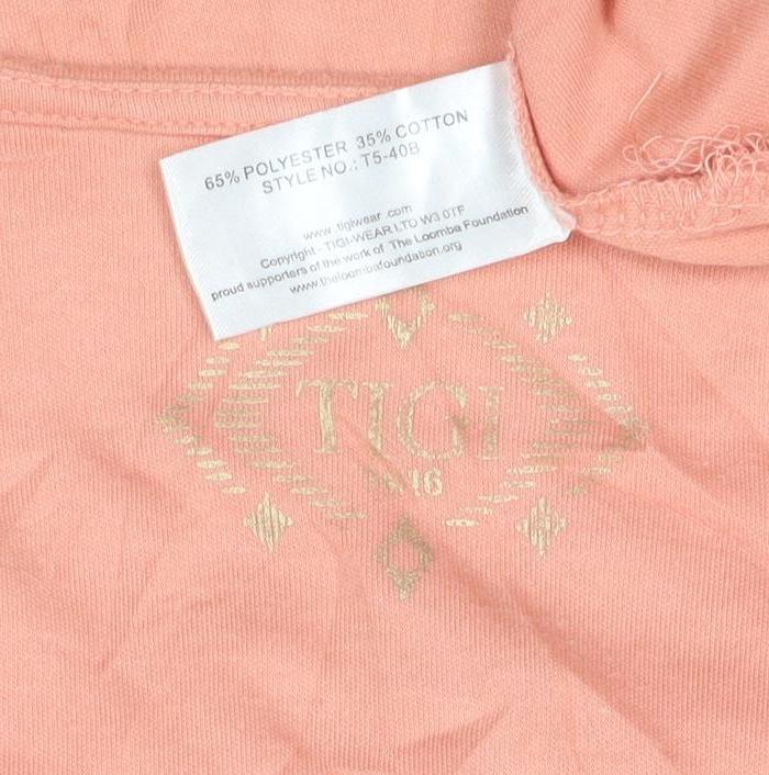 Nici Womens Pink Beaded V-Neck Short Sleeve T-Shirt M