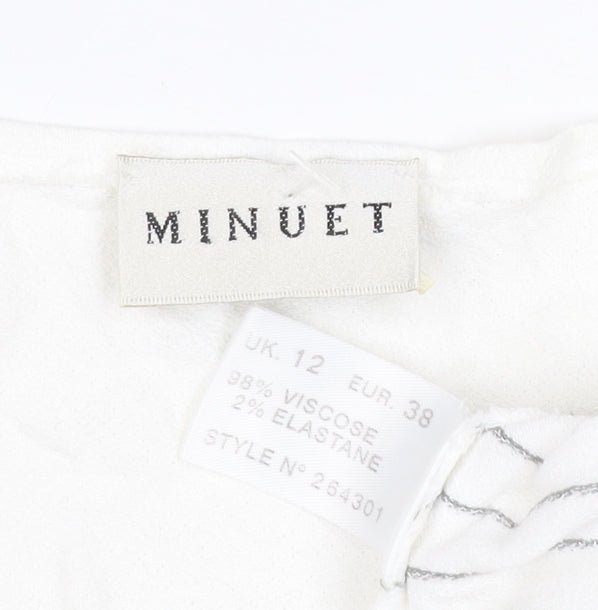 Minuet Women’s White Striped Jersey 3/4 Sleeve T-Shirt Size 12
