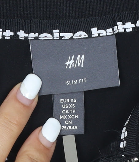 H&M Men's Black Slim Fit 1/4 Zip Polo Shirt XS