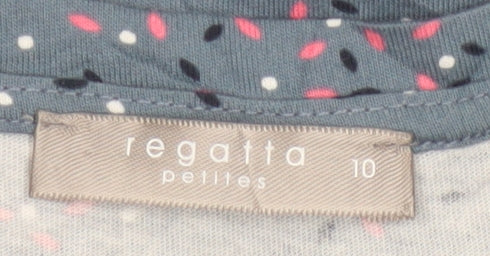Regatta Petites Blue Floral Cotton 3/4 Sleeve Women's T-Shirt Size 10