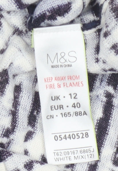 Marks and Spencer Womens White Mix Size 12 V-Neck Cardigan
