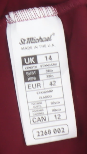 Marks and Spencer Women Red Velvet A-Line Dress Size 14