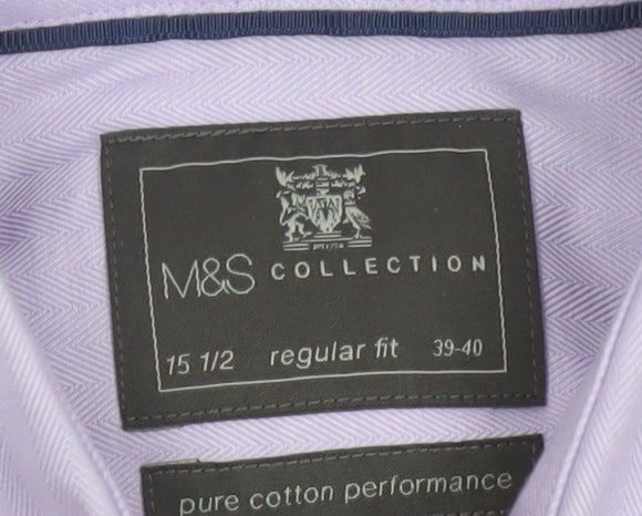 Marks and Spencer Men's Lilac Regular Fit Cotton Dress Shirt 15.5in