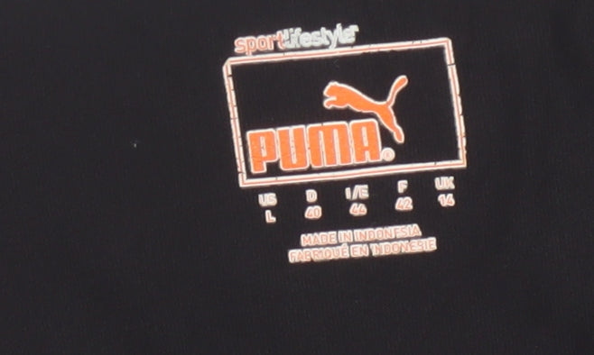 Puma Womens Black V-Neck Slim Fit Polyester T-Shirt Size 14