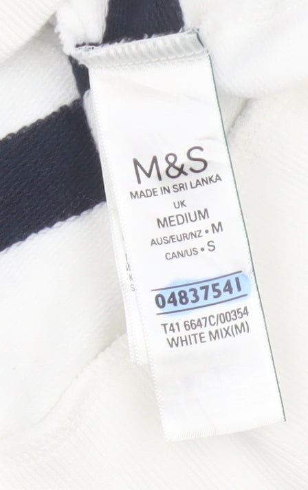 Marks and Spencer Women’s White Mix Striped Pullover Sweatshirt Medium