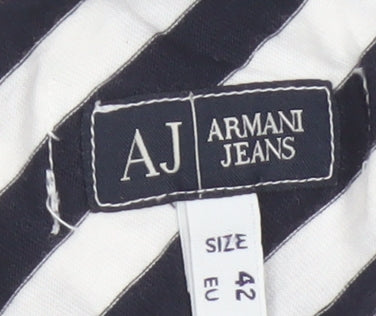 Armani Jeans Womens Black White Striped Halter Tank Top Size 14