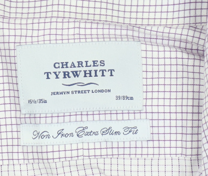 Charles Tyrwhitt Men's Purple Check Non-Iron Extra Slim Fit Shirt 15.5in