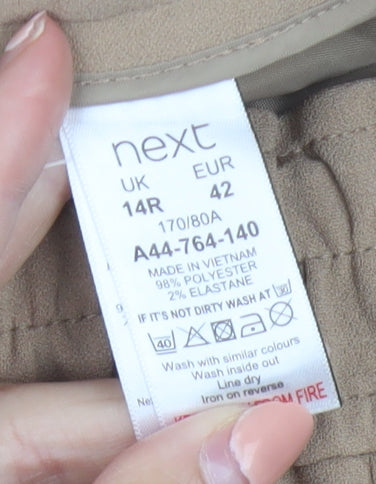 Next Womens Beige Tapered Comfort Trousers Size 14 Regular