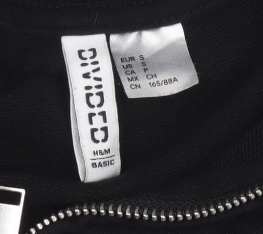 H&M Divided Women's Black Full Zip Hoodie Size 8 Cotton Blend