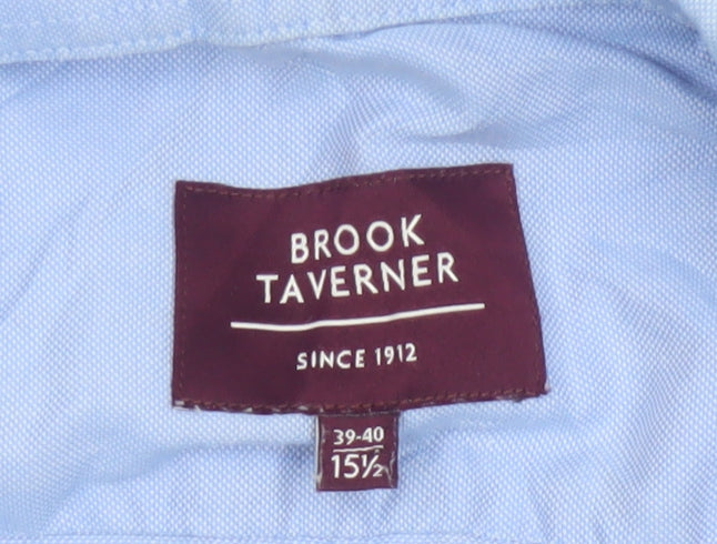 Brook Taverner Men’s Blue Cotton Button-Down Long Sleeve Shirt 15.5”