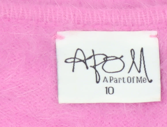 A Part Of Me Women Pink Cashmere Blend Long Sleeve Jumper Size 10