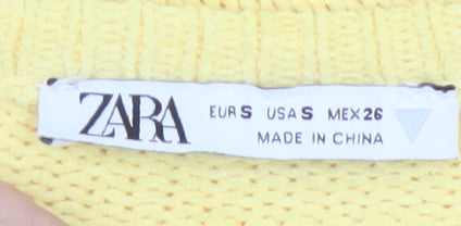 Zara Women Yellow Sleeveless Collared Knit Mini Tank Dress Size S