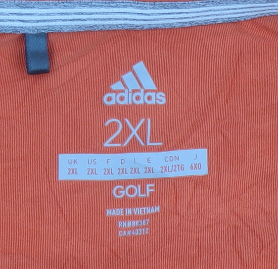 Adidas Men’s Orange 2XL Golf Polo Shirt Breathable Stretch
