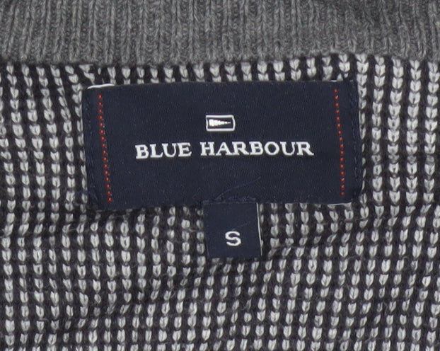 Marks and Spencer Blue Harbour Grey Cotton V-Neck Men's Jumper Size S