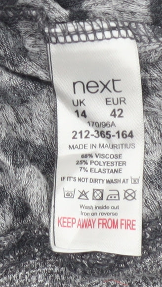 Next Women’s Grey Leopard Print Relaxed Jersey Top Size 14
