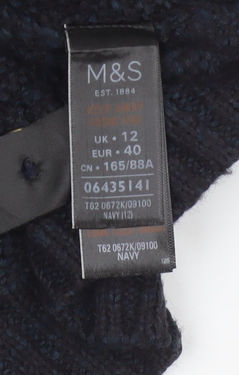 Marks and Spencer Women’s Navy Blue Cable-Knit Button Cardigan Size 12