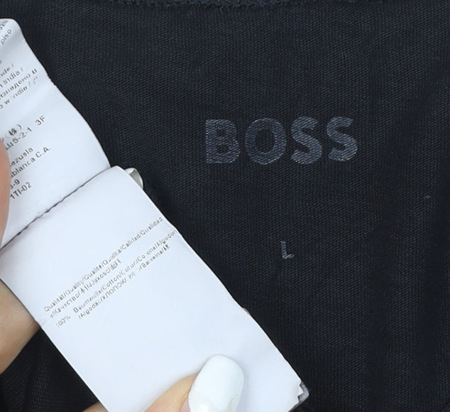 BOSS Men's Black V-Neck Cotton T-Shirt Size L