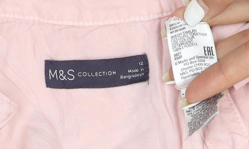 Marks and Spencer Women's Pink Lyocell Button-Up Shirt Size 12