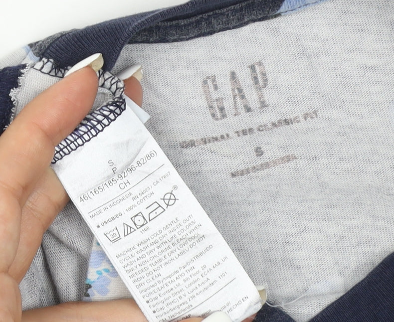 GAP Men's Blue Floral Cotton Crew Neck Short Sleeve T-Shirt Size S