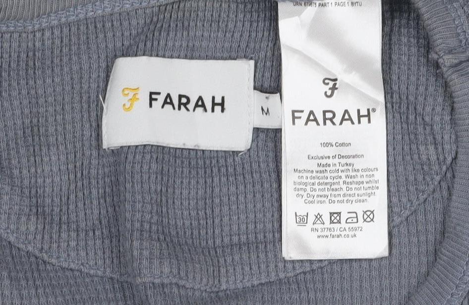 Farah Men's Blue Cotton Long Sleeve Crew Neck Pullover Sweatshirt M