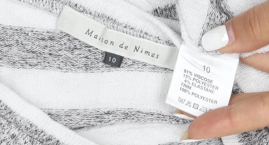 Maison de Nimes Women’s Grey Striped Relaxed Jersey T-Shirt Size 10