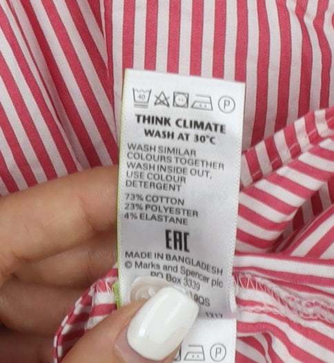 Marks and Spencer Women’s Red Striped Sleeveless Collared Blouse Size 18