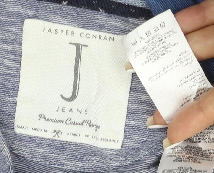 Jasper Conran Men's Blue Colourblock Short Sleeve Cotton T-Shirt M