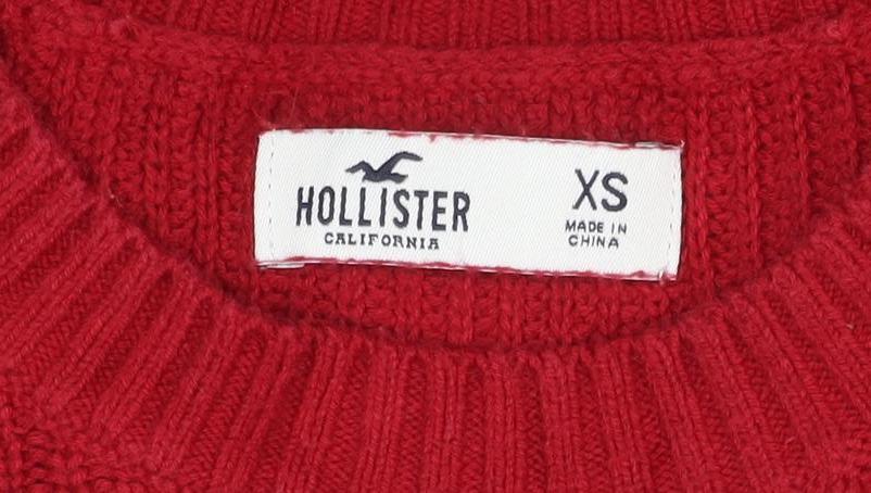 Hollister Womens Red Chunky Knit Crew Neck Pullover Jumper XS