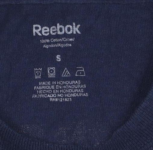 Reebok Men's Navy Blue Graphic Print Cotton T-Shirt S